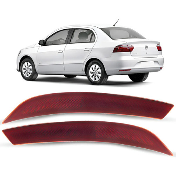 Par Refletor Olho Gato Para-choque Traseiro Vw Voyage G5 Vermelho