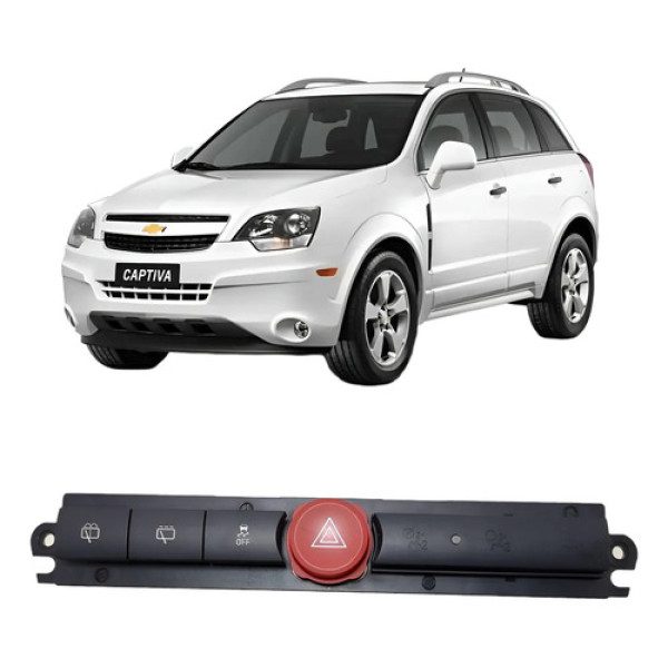 Comandos Tração Pisca Alerta Limpa Vidro Gm Captiva 2008/11 Preto E Vermelho