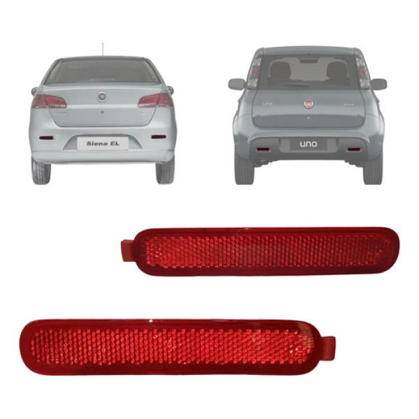 Par Refletor Para-choque Traseiro Fiat Siena 05/12 Uno 12/21 Vermelho
