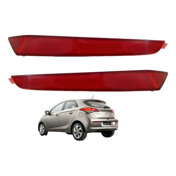Par Refletor Para-choque Traseiro Hyundai Hb20 Hatch 2013/19 Vermelho
