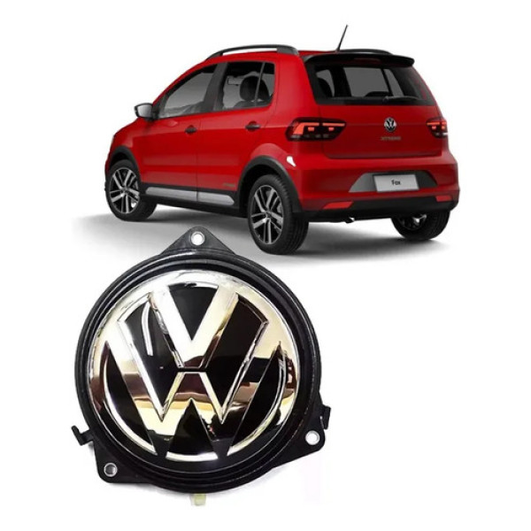 Emblema Maçaneta Tampa Traseira Vw Fox 2015/22 Saveiro G7 G8 Prata E Preto