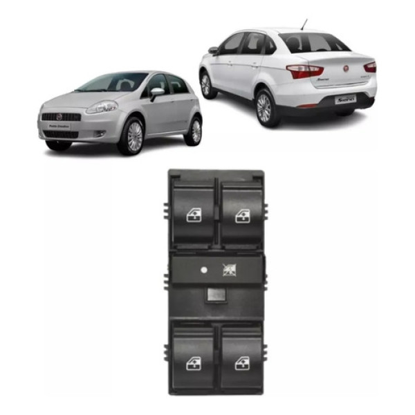 Botão Vidro Motorista Fiat Punto Linea Siena Palio 4 Portas